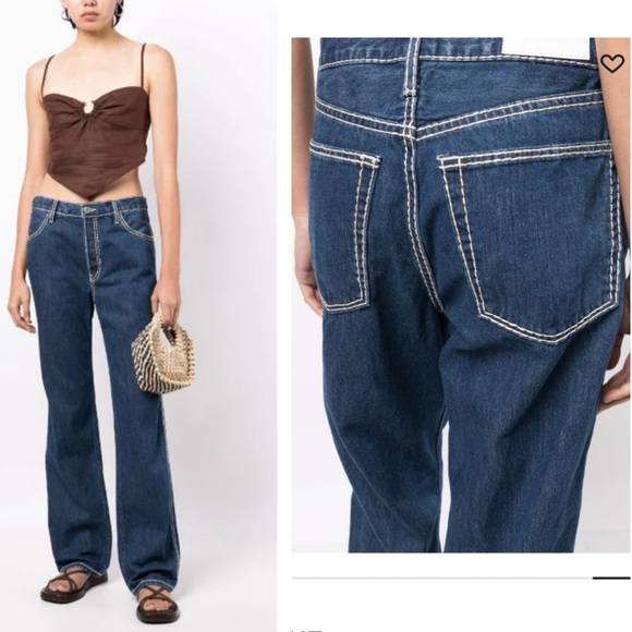 NEW RE/DONE Loose Long Jeans in Chunky Stitch Indigo - Picture 13 of 13